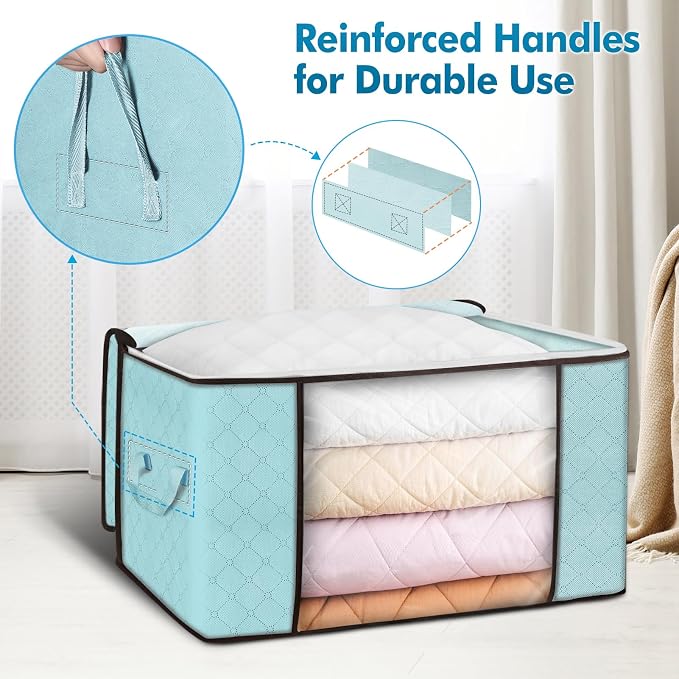 Budding Joy 90 L Large Storage Bags, 4 Pack Clothes Storage Bins Foldable - Image 3