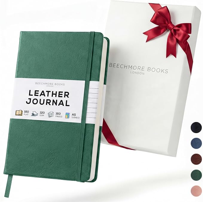 BEECHMORE BOOKS Premium Lined Leather Journal by BeechmoreBooks