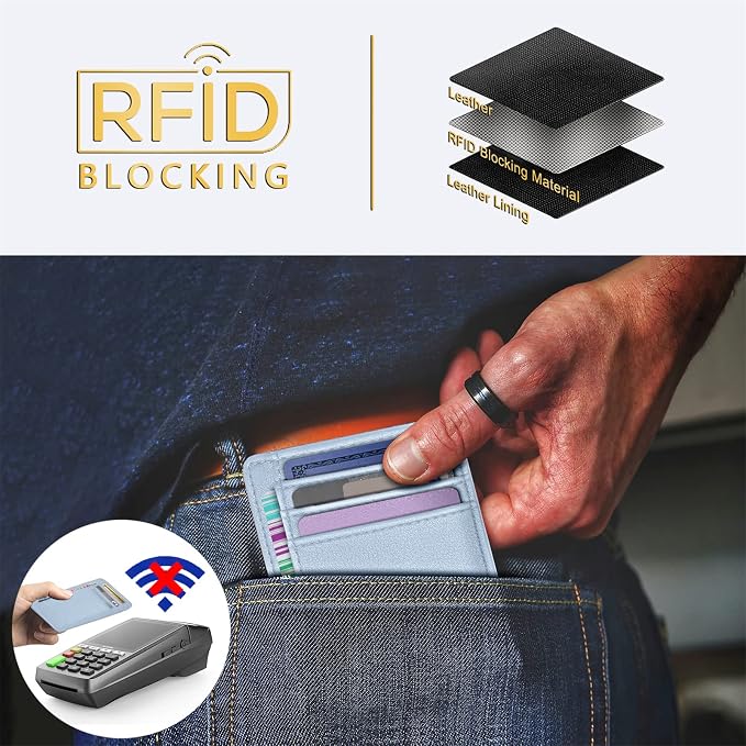 Travelambo Front Pocket Minimalist Leather Slim Wallet RFID Blocking Medium Size - Image 4