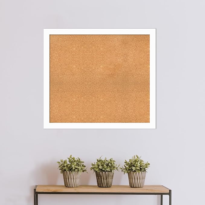 Amanti Art Natural Cork Board for Wall, 33x37 Vision Board with White Frame, Large Corkboard Office Decor for Home Organization, Casual Corkboard Pinboard to Display Items for Home Organization in-DeskLoop Office