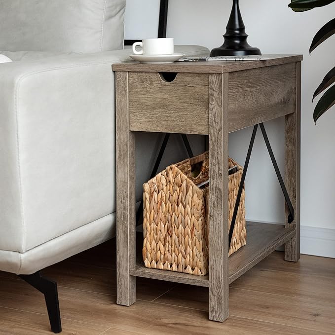 StorageWorks Hand-Woven Divided Magazine Basket, Rattan Magazine Holder, Natural Wicker Magazine Rack for Bathroom, Office, Water Hyacinth, 1 Pack-DeskLoop Office