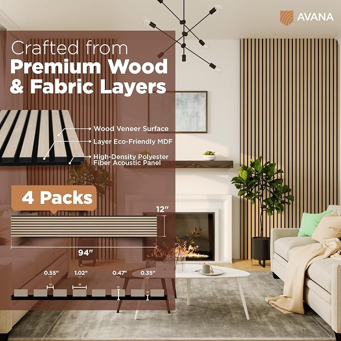 Avana Acoustic Wood Wall Panels – 94.4 x 12.6 Inch White Oak Acoustic Panels 4 - Image 4