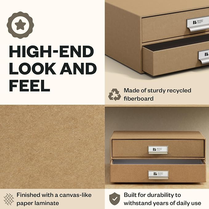 Bigso Birger 2-Drawer Fiberboard Document Letter Box - Image 5
