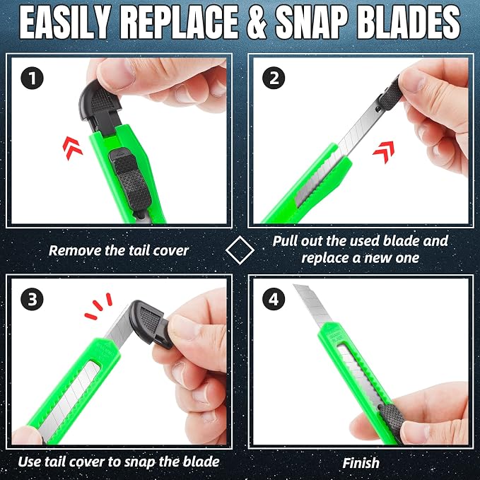 TIFICAL 42 Pack Box Cutter Retractable, 9MM Snap-Off Blade Utility Knife - Image 6