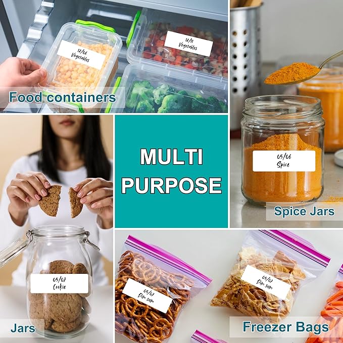CATIFLIN 600 Blank Removable Freezer Label Stickers, 1”x3” Waterproof Adhesive Paper Tags with Perforation, Easy to Write & Peel for Food Jars, Bottles, Containers, Refrigerator, Storage-DeskLoop Office