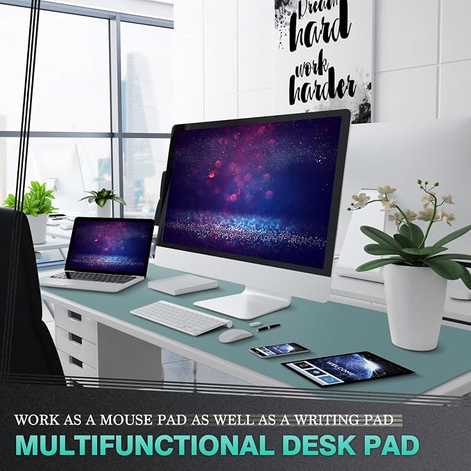 K KNODEL Large Office Leather Desk Mat, Mouse and Keyboard Pad, Computer and - Image 2