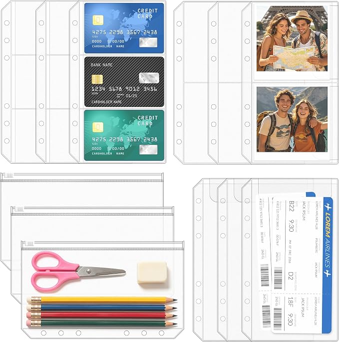 12PCS A6 Binder Pockets, 6 Holes Budget Cash Envelopes | by Unknown
