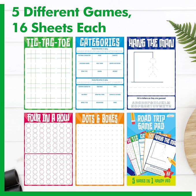 Gethelud Road Trip Game Pad, 80 Tear-Off Sheets 5 Classic Games in 1 Pad - Image 3