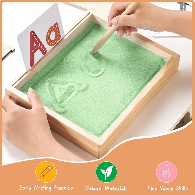 Montessori Sand Tray for Kids, Writing Play Sand Tray - Image 2