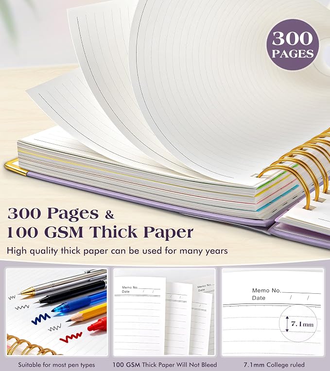 Spiral Notebook Journal with Removable Dividers Tabs, 300 Pages Hardcover - Image 5