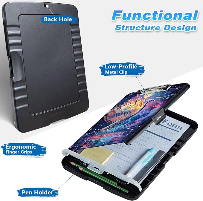 Clipboard with Storage, High Capacity Crane Bird Storage Clipboard 9.5x14 with - Image 2