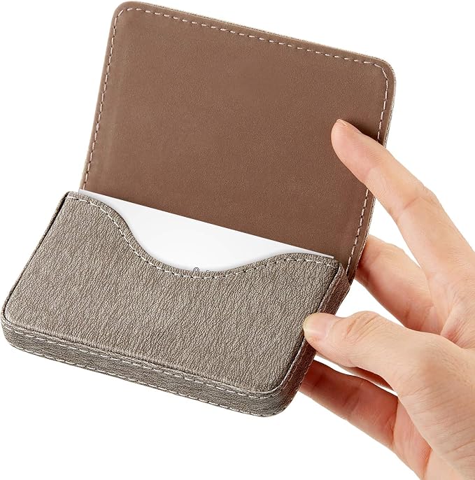 Outus 2 Pcs Business Card Holder, PU Leather Business Card Case Pocket Wallet - Image 5