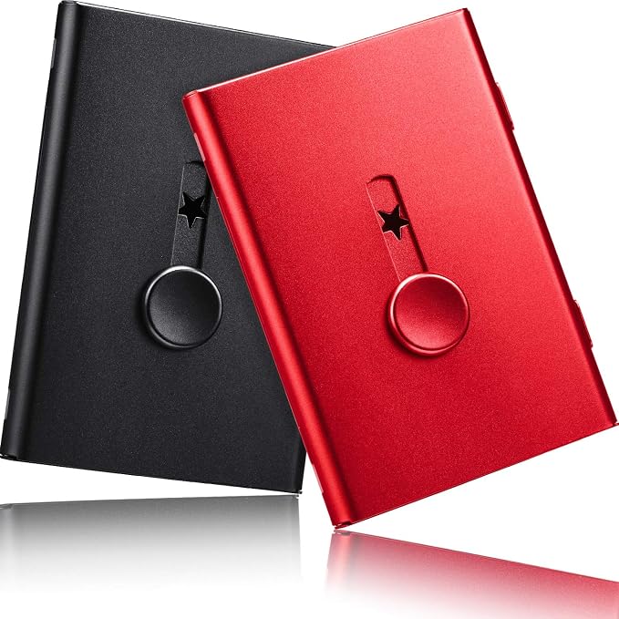 Tatuo 2 Pcs Business Card Holder Thumb Drive Black Red Stainless Steel Business - Image 5