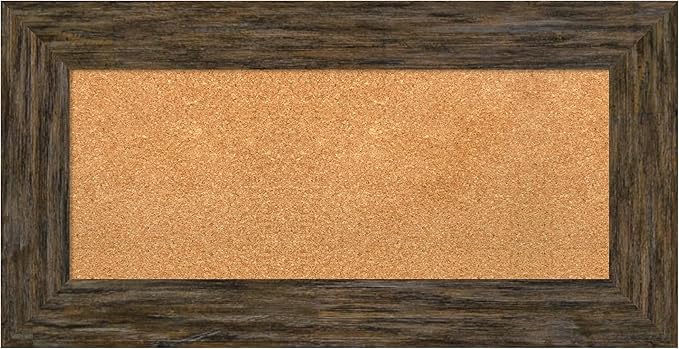 Amanti Art Natural Cork Board for Wall, 19x37 Vision Board with Brown Wood Frame, Medium Corkboard Office Decor for Home Organization, Country Rustic Corkboard Pinboard to Display Items for Home-DeskLoop Office