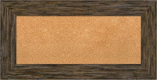 Amanti Art Natural Cork Board for Wall, 19x37 Vision Board with Brown Wood Frame, Medium Corkboard Office Decor for Home Organization, Country Rustic Corkboard Pinboard to Display Items for Home-DeskLoop Office