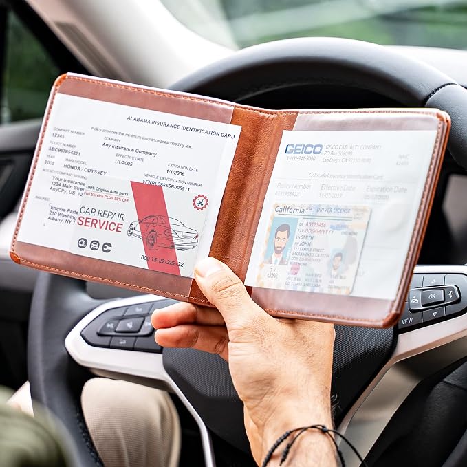 CANOPUS Car Registration and Insurance Holder, Magnetic Closure, Embossed Card - Image 5