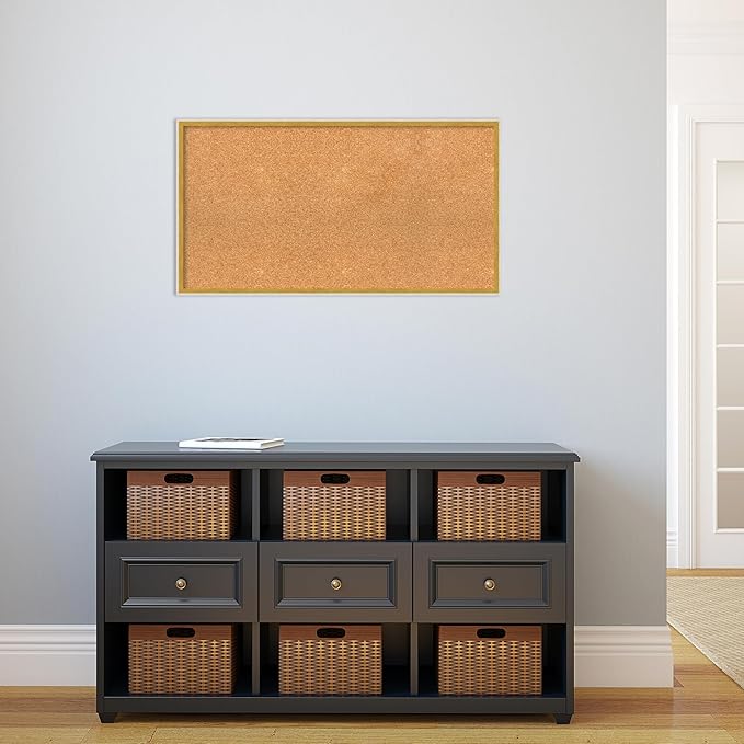 Amanti Art Natural Cork Board for Wall, 19x35 Vision Board with White Frame, Large Corkboard Office Decor for Home Organization, Modern Corkboard Pinboard to Display Items for Home Organization in-DeskLoop Office