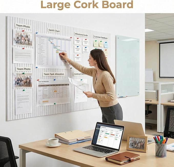 AHEONLAR Felt Bulletin Board 36"x 24", Cork Boards - Image 3