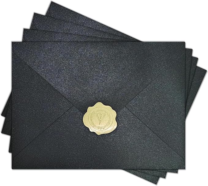 50 PCS 4x6 Pearl Black Envelopes by YINUOYOUJIA