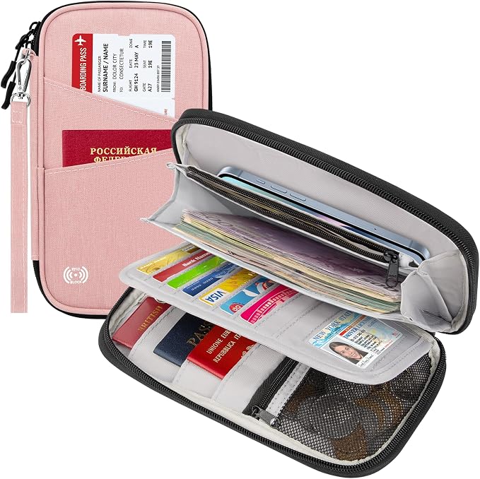 BKNOOU Family Passport Holder RFID Blocking Travel Document Organizer | Large by BKNOOU