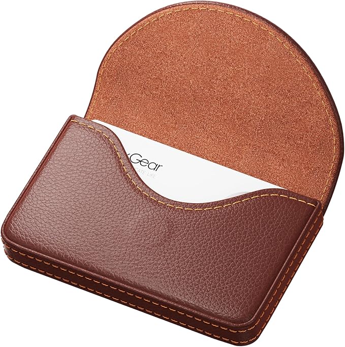 MaxGear Business Card Holder Case, PU Leather Business Card Case, Coffee | by MaxGear