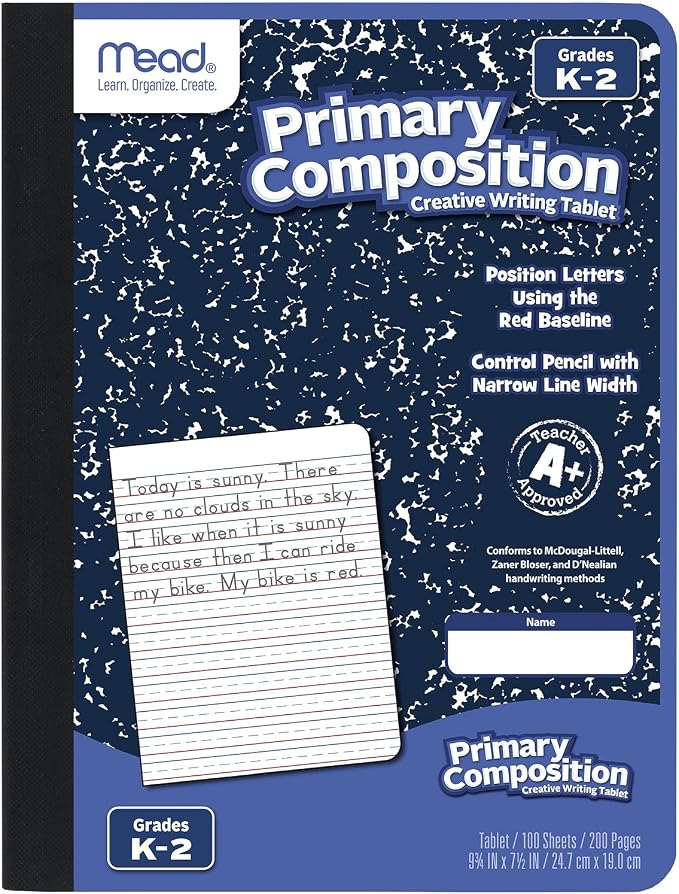 Mead Primary Composition Book, Primary Ruled Journal, Grades K-2, 7-1/2" x by Mead