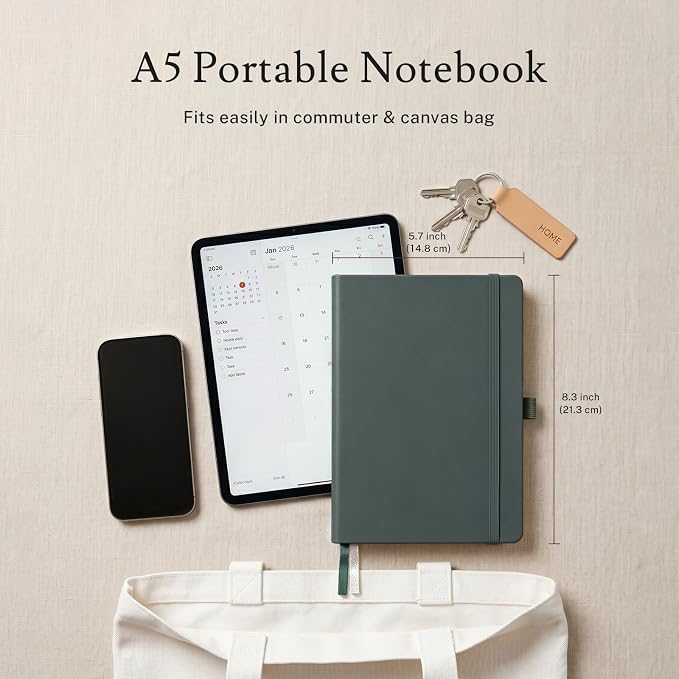 PAGELYST Graph Grid Paper Notebook, 200 Pages, 4 Pack Leather Hardcover Notebook - Image 4