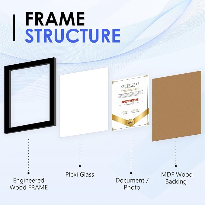 FIXSMITH 8.5x11 Diploma Frame, 6 Pack Black Picture Frames - Image 3