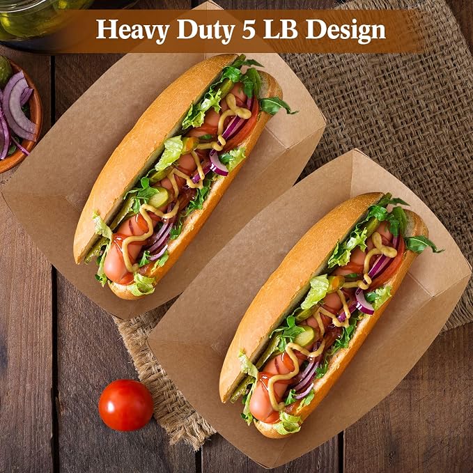 Sherr 100 Pcs 5 lb Kraft Paper Food Trays Boats Bulk, Disposable Nacho Kraft - Image 4