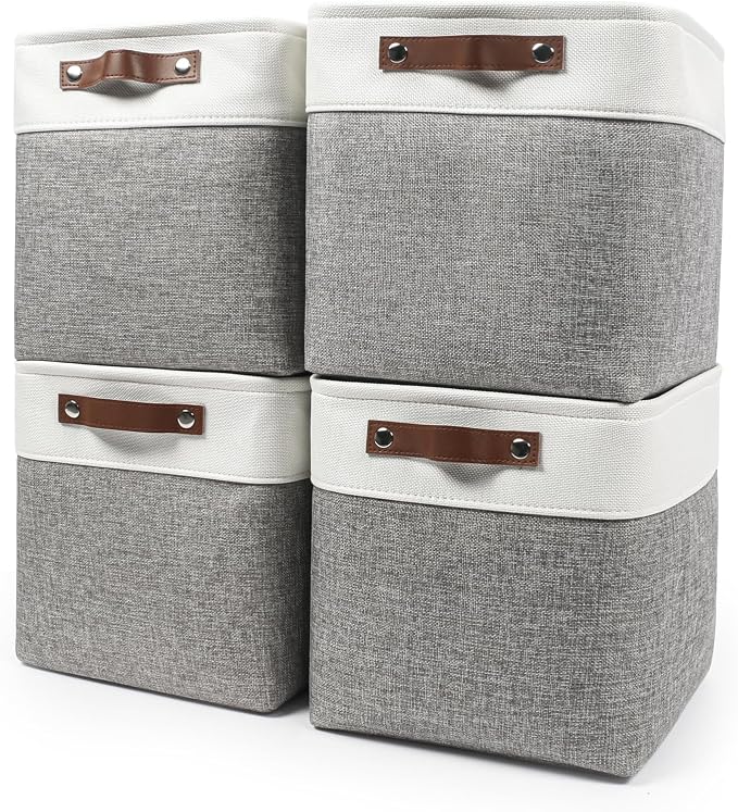 Bagnizer Collapsible Fabric Storage Cubes 11x11 Cube Storage Bins, 4 Pack by Bagnizer
