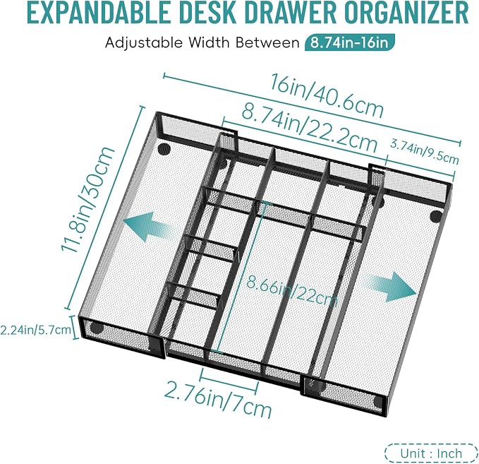 2 Pack Expandable Desk Drawer Organizer Tray - Image 2