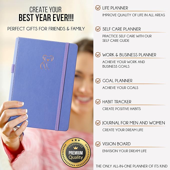 Life Planner - Gratitude Journal for Men & Women | Daily, Weekly & Monthly Planner with Budget Section, Time Blocking, Habit Tracker for Peace of Mind Planning to Increase Productivity & Happiness-DeskLoop Office