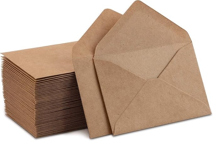 60 Pack Mini Kraft Envelopes, Small Gift Card & notes evelopes by PurpleQCrafts