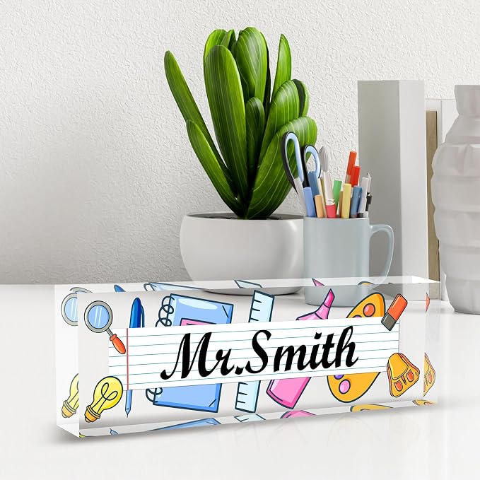 Teacher Name Plate for Desk, Acrylic Desk Name Plate Personalized Office Desk - Image 6