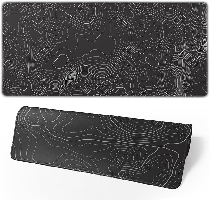 Topographic Contour Extended Big Mouse Pad Large, Gaming Mouse Pad Desk Pad by Brecoy