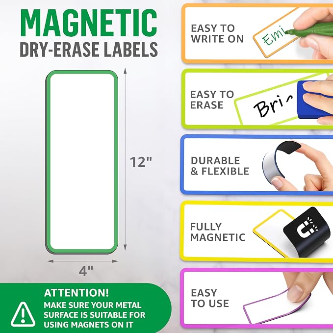 12 Pack Dry Erase Magnetic Labels 12x4 in - Image 2