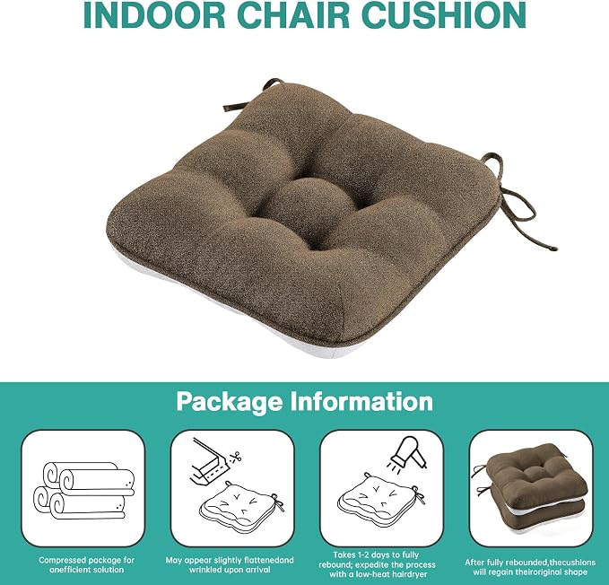 BETU Chair Cushions for Dining Chairs Set of 6, 3.5" Thick Kitchen Table Chair - Image 9