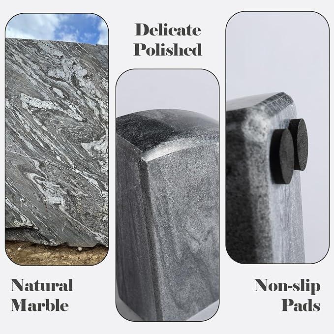 Karibiber Marble Bookend for Shelves, Non-Skid Bookends for Heavy Books - Image 3