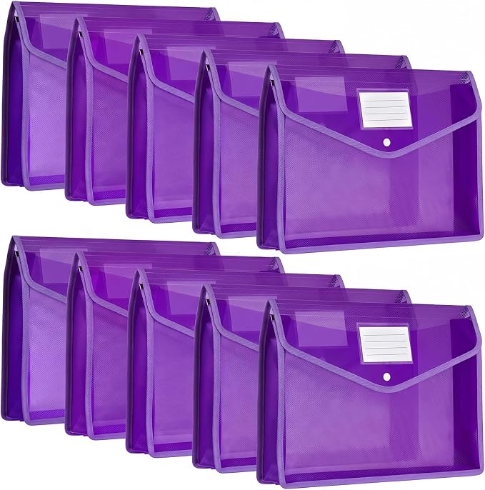 Epakh 10 Pieces Plastic File Folders Envelope Expanding File Wallet Organizer by Epakh
