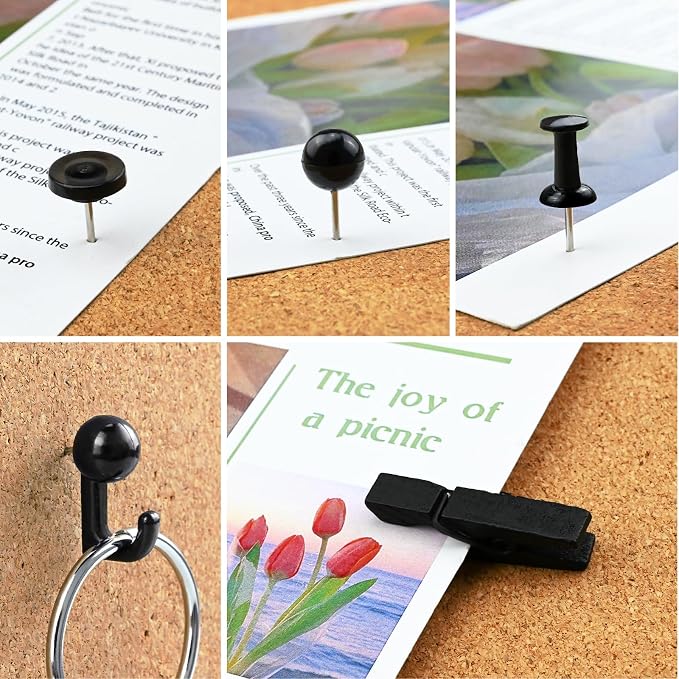 260 Pcs Push Pins Set 5 Styles Black Thumb Tacks Cute Push Pins - Image 3