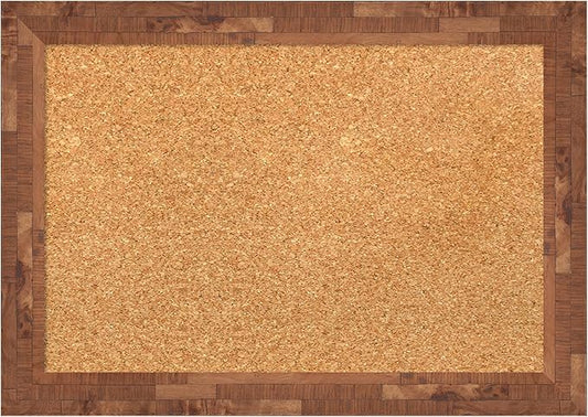 Amanti Art Natural Cork Board for Wall, 15x21 Vision Board with Brown Wood Frame, Small Corkboard Office Decor for Home Organization, Country Rustic Corkboard Pinboard to Display Items for Home-DeskLoop Office