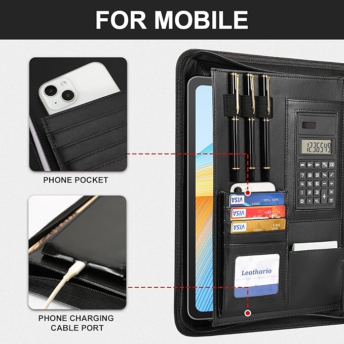 Leathario Portfolio Binder, Includes 10 Sheet Protectors and a Pen, 13 Inch - Image 6
