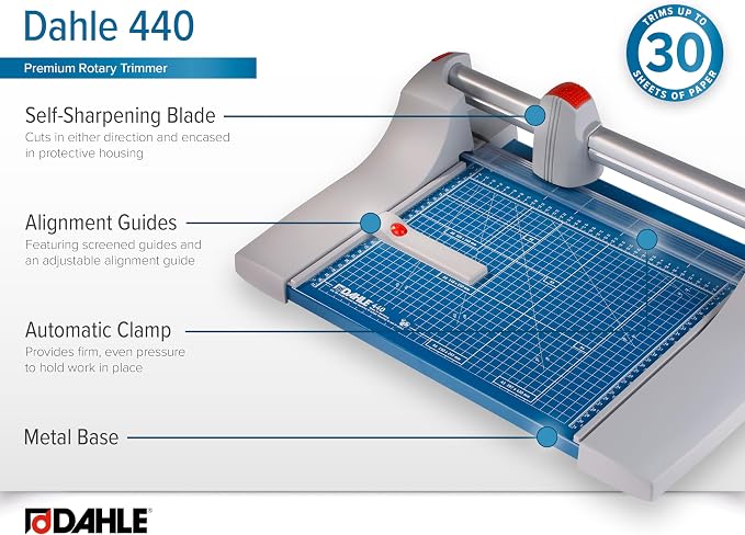 Dahle 440 Premium Rotary Trimmer, 30 Sheet Capacity, Self-Sharpening, Automatic - Image 5