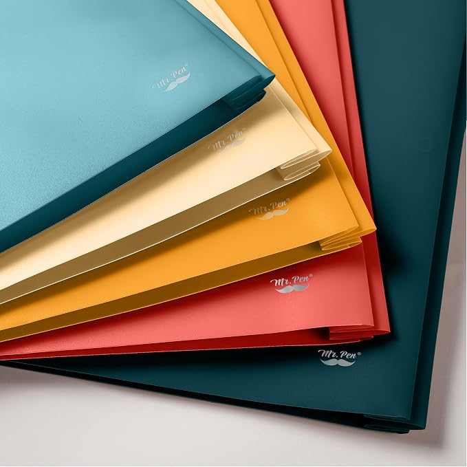 Mr. Pen- Plastic Folders with Pockets and Prongs, 5 Pack, Letter Size | Vintage - Image 6