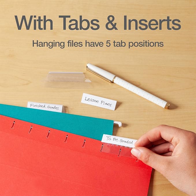 Oxford Hanging File Folders, 25 Pack, Letter Size, 5 Bright Colors, 5 Tab - Image 3