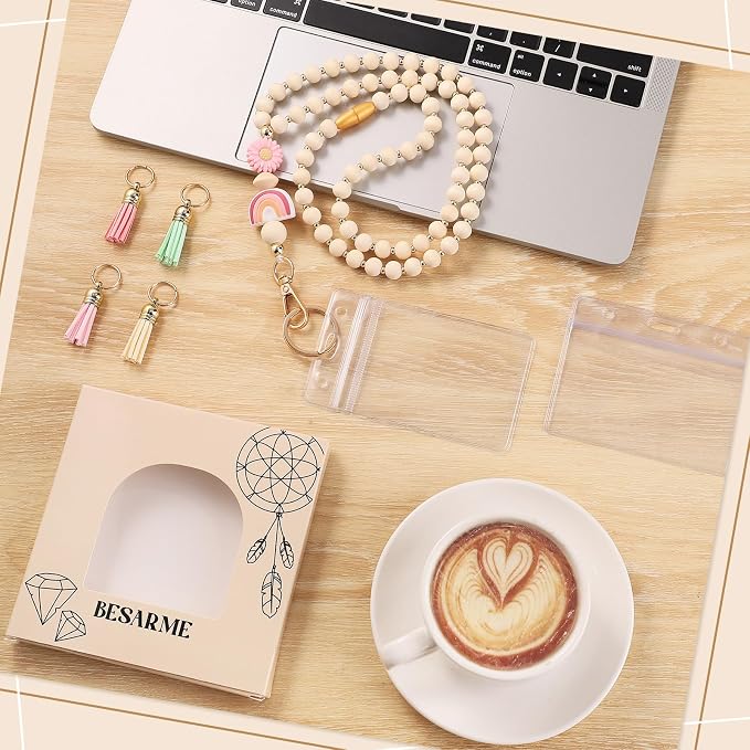 BESARME Teacher Lanyard with ID Holder Cute Wooden Beaded Lanyards - Image 4