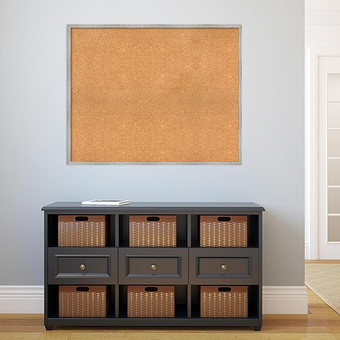 Amanti Art Natural Cork Board for Wall, 33x41 Vision Board with White Frame, X-Large Corkboard Office Decor for Home Organization, Cottage Corkboard Pinboard to Display Items for Home Organization in-DeskLoop Office