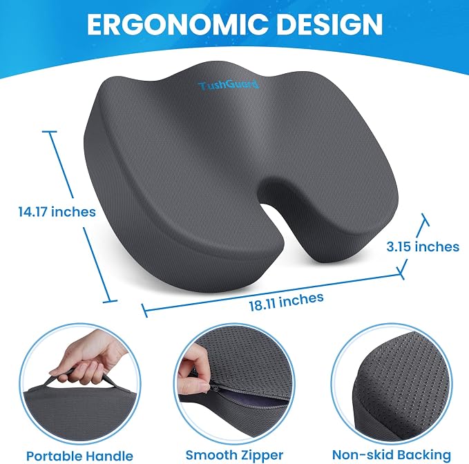 TushGuard Seat Cushion, Office Chair Cushions, Car Seat Cushion, Non-Slip - Image 2
