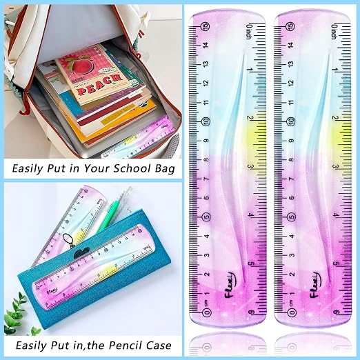 4 PCS 6 Inch Flexible Ruler, Bendable Plastic Ruler, Soft Bendable Gradient - Image 4