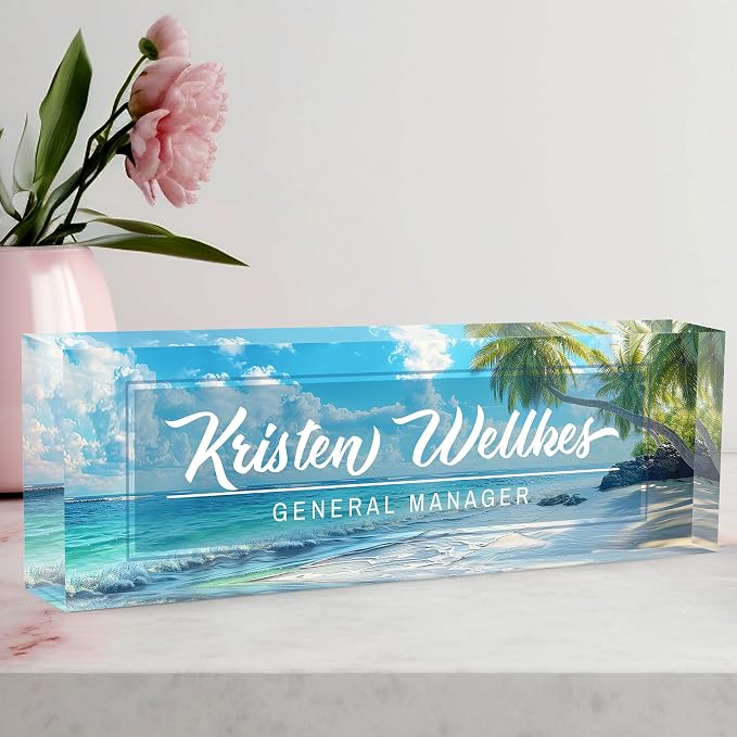 Custom Name Plate Personalized, Acrylic Desk Plate, Office Decor by AeekdookWoodenPuzzles